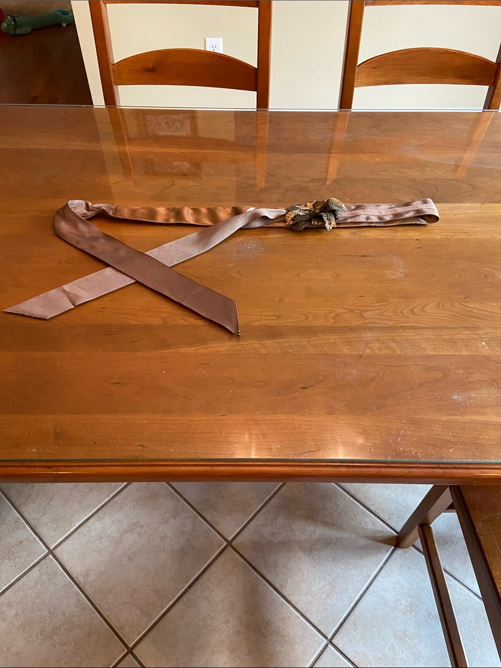 Bohemian Style Tie Belt. Goldish Tan Color. Center Flower adda Whimsy. M